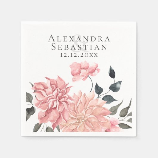 Elegante Hochzeit der Wasserfarben Serviette (Vorderseite)