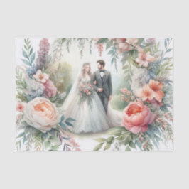 Elegante Hochzeit der Wasserfarbenbride Seidenpapier