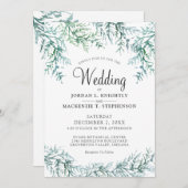 Elegante Hochzeit der Wasserfarbenen Pine Einladung (Vorne/Hinten)