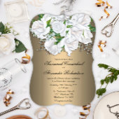 Elegante Hochzeit der Weißen Rosen und der Bronzeb Einladung
