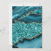 Elegante Hochzeit des Aquamarinen und Gold Glitzer Einladung (Rückseite)
