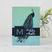 Elegante Hochzeit des Blauen Pfauens Einladung (Stehend Vorderseite)