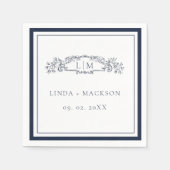 Elegante Hochzeit des botanischen Wappen Serviette (Vorderseite)