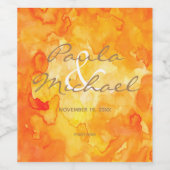 Elegante Hochzeit des Gelben Orangen Weinetikett (Einzelnes Label)