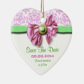 Elegante Hochzeit des rosa weißen grünen Damastes Keramik Ornament (Rechts)