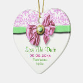 Elegante Hochzeit des rosa weißen grünen Damastes Keramik Ornament (Links)