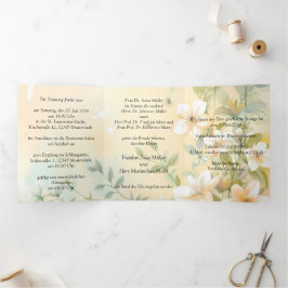 Elegante Hochzeit Dreifach Gefaltete Einladung