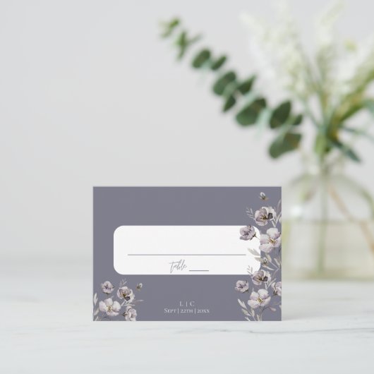 Elegante Hochzeit düsteren grauen Aquarell danke Platzkarte (Stehend Vorderseite)