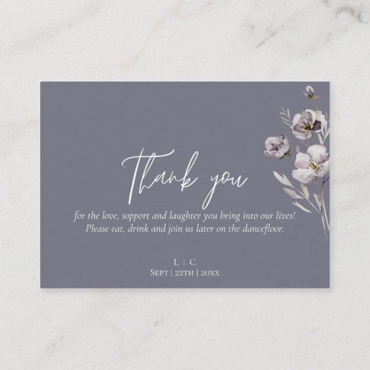 Elegante Hochzeit düsteren grauen Aquarell danke Platzkarte (Rückseite)