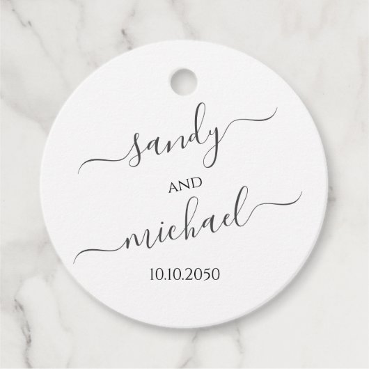 Elegante Hochzeit einfach schwarz und weiß Geschenkanhänger (Vorderseite)