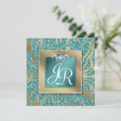 Elegante Hochzeit Einladendes Leaf Aquamarines Spa Einladung (Stehend Vorderseite)