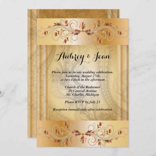 Elegante Hochzeit Einladung (Vorne/Hinten)