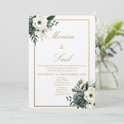 Elegante Hochzeit Einladung (Stehend Vorderseite)