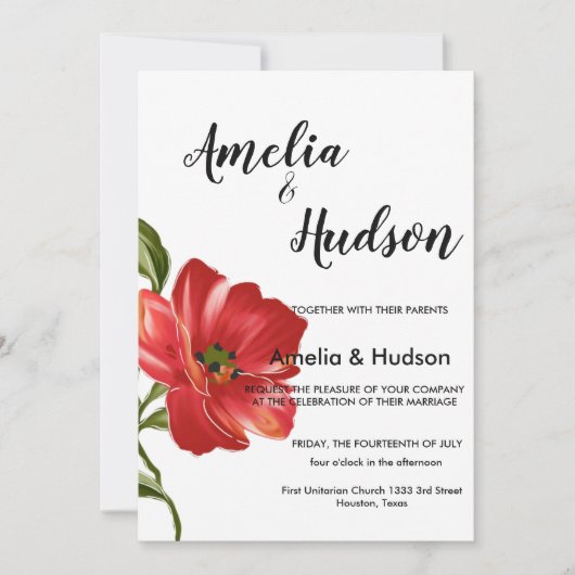 Elegante Hochzeit Einladung (Vorderseite)