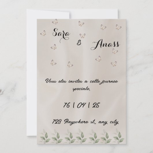 Elegante Hochzeit Einladung (Vorderseite)