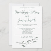 Elegante Hochzeit Einladung florale Seite Grün (Vorderseite)