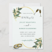 Elegante Hochzeit Einladung Gold Blätter Rings Toa (Vorderseite)