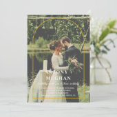 Elegante Hochzeit Einladung mit Goldbogen (Stehend Vorderseite)