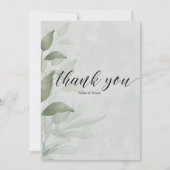 Elegante Hochzeit Eukalyptus Aquarell Dankeskarte (Vorderseite)
