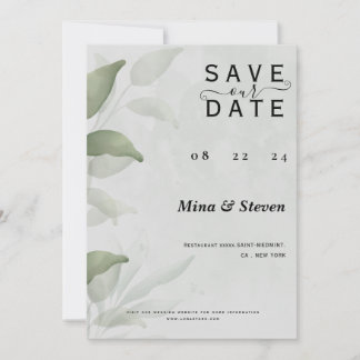 Elegante Hochzeit Eukalyptus Aquarell Save The Date