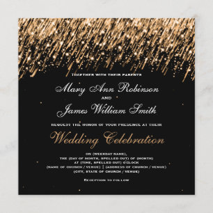 Elegante Hochzeit Falling Stars Gold Einladung