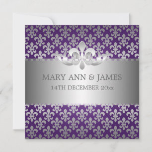 Elegante Hochzeit Fleur De Lis Lila Einladung