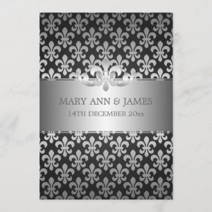 Elegante Hochzeit Fleur De Lis Schwarz Einladung