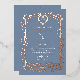 Elegante Hochzeit Französischer Rahmen Herz QR-Cod Folieneinladung