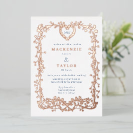 Elegante Hochzeit French Frame Herz Folieneinladung