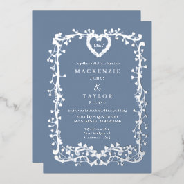 Elegante Hochzeit French Frame Herz Folieneinladung