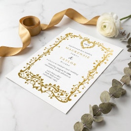 Elegante Hochzeit French Frame Herz Folieneinladung