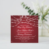 Elegante Hochzeit Funkelnde Schnur Rot Einladung (Stehend Vorderseite)