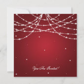 Elegante Hochzeit Funkelnde Schnur Rot Einladung (Rückseite)