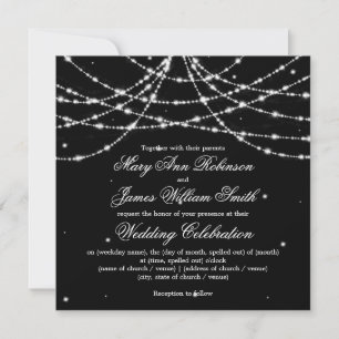 Elegante Hochzeit Funkelnde Schnur Schwarz Einladung