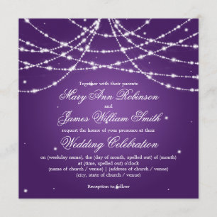 Elegante Hochzeit Funkelnde Schnur Violett Einladung