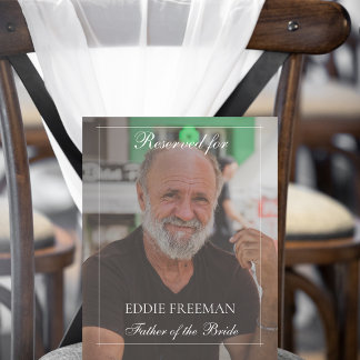 Elegante Hochzeit Gedenkstuhl-Vignette-Foto Sockelschild