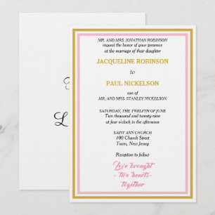 Elegante Hochzeit geometrisch Pink Gold Einladung