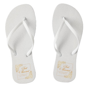 Elegante Hochzeit Gerade Verheiratet Flip Flops Badesandalen