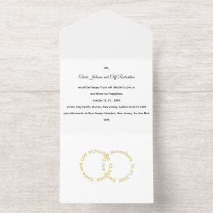 Elegante Hochzeit, goldene geschriebene Namen, All-in-One-Einladung