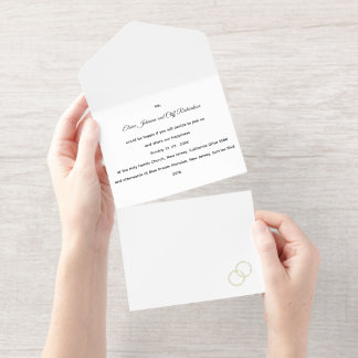 Elegante Hochzeit, goldene Namen in Kreisen geschr All-in-One-Einladung