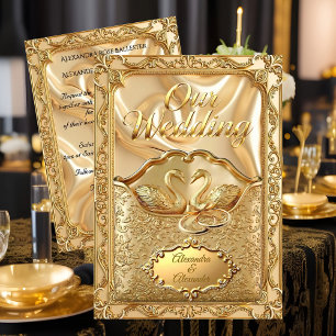 Elegante Hochzeit Goldene Schwäne Ringe Gold Diama Einladung