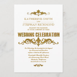 elegante Hochzeit GoldGlitterfolie Confetti lädt Einladung