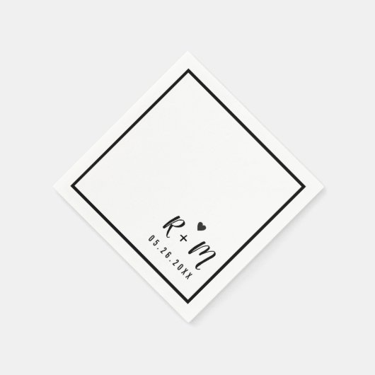 elegante Hochzeit handschriftlich schwarz-weiß Serviette (Ecke)