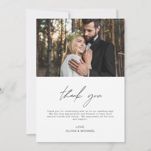 Elegante Hochzeit handschriftliche Dankeschön 2 Fo Dankeskarte (Rückseite)