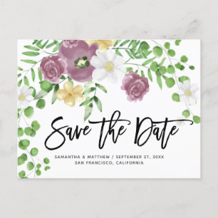 Elegante Hochzeit im Blumengarten Save the Date Postkarte