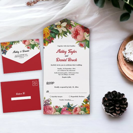 Elegante Hochzeit im Botanischen Garten All In One Einladung