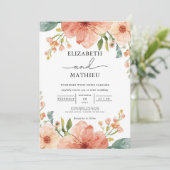 Elegante Hochzeit im Coral Garden Einladung (Stehend Vorderseite)