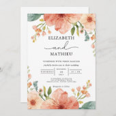 Elegante Hochzeit im Coral Garden Einladung (Vorne/Hinten)