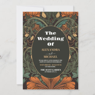 Elegante Hochzeit im floralen Jugendstil Einladung