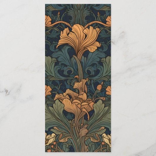 Elegante Hochzeit im floralen Jugendstil Menükarte (Rückseite)